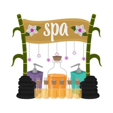 Isolated spa objects image with text Stock Illustration
