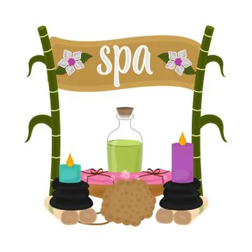Isolated spa objects image with text Stock Illustration