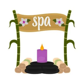 Isolated spa objects image with text Stock Illustration