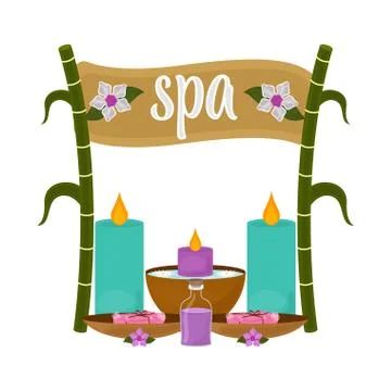 Isolated spa objects image with text Stock Illustration