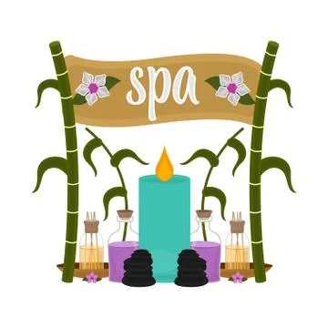 Isolated spa objects image with text Stock Illustration