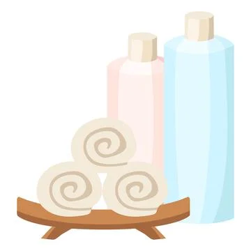 Isolated spa therapy treatment object illustration bottle and rolled tower Stock Illustration