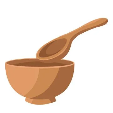 Isolated spa therapy treatment object illustration wooden bowl and spoon Stock Illustration