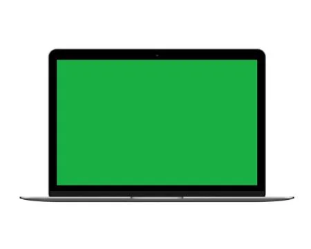 Isolated space gray laptop computer mockup with greens screen Stock Illustration