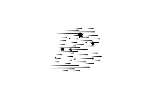 Isolated speed lines and star. The effect of movement to your design. Black Stock Illustration