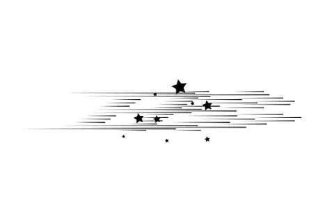 Isolated speed lines and star. The effect of movement to your design. Black Stock Illustration