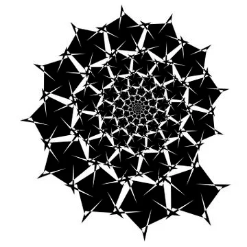 Isolated spirals of star hexagons on white square background. design element Stock Illustration