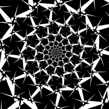 Isolated spirals of star hexagons on white square background. design element 스톡 일러스트