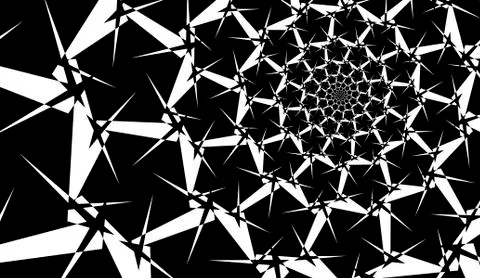 Isolated spirals of star hexagons on white rectangle background. design eleme Stock Illustration