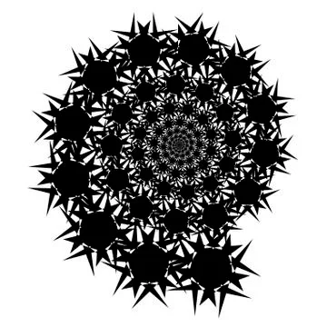 Isolated spirals of star hexagons on white square background. design element イラスト素材