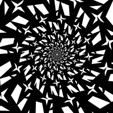 Isolated spirals of star hexagons on white square background. design element Stock Illustration