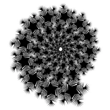Isolated spirals of star hexagons on white square background. design element Ilustração Stock