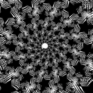 Isolated spirals of star hexagons on white square background. design element Ilustração Stock