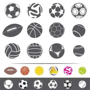 Isolated sportive balls vector set Stock Illustration
