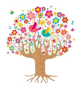 Isolated spring time tree Stock Illustration