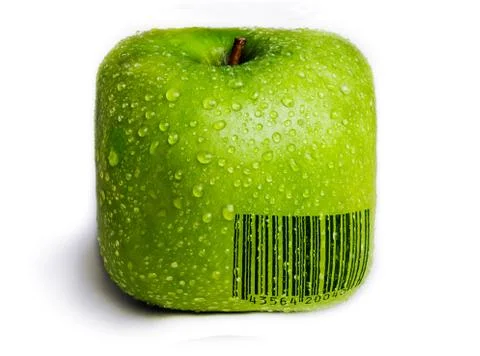 Isolated square green apple Stock Photos