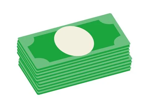 Isolated Stack of dollars. Green bills. Money and wealth. Banknotes. American Stock Illustration