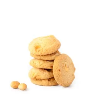 Isolated stack of macadamia and white chocolate cookies 스톡 사진