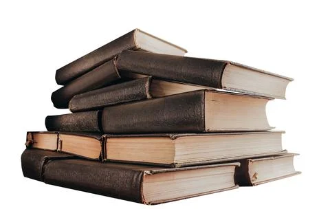Isolated stack of old fashioned books. Stock Photos