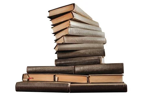 Isolated stack of old fashioned books. Foto stock