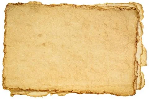 Isolated stack of tan toned deckle edge paper sheets isolated stack of bla... Stock Photos