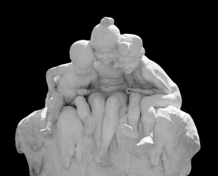 Isolated Statue of children looking down Stock Photos