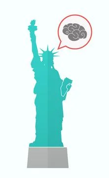 Isolated Statue of Liberty with a brain Stock Illustration
