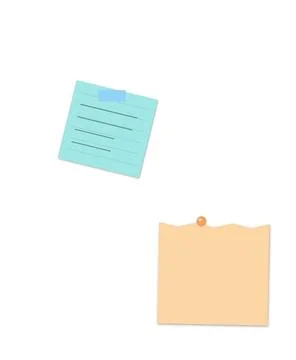 Isolated sticky note and paper clip on white background Stock Illustration
