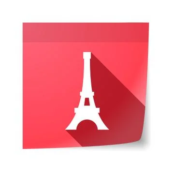 Isolated sticky note with   the Eiffel tower Stock Illustration