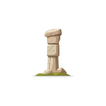 Isolated stone pillar formation resting above a small patch of ground again.. Ilustração Stock