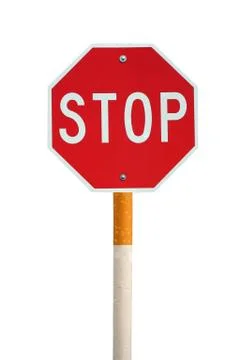 Isolated stop sign with cigarette post Stock Photos