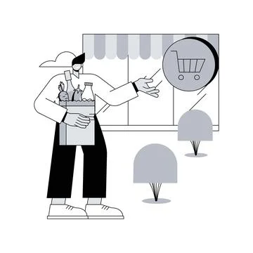 Isolated store abstract concept vector illustration. Illustrazione stock