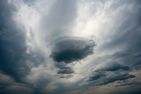 The isolated storm cell shows a compact low precipitation appearance with Stock Photos