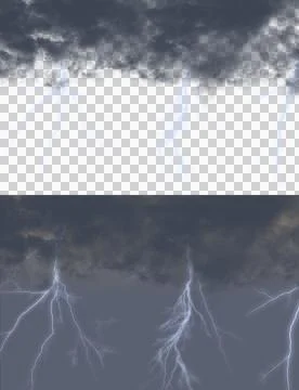 Isolated Storm Cloud with Lightning Bolt  Strike on Transparent PNG Background  Stock Illustration