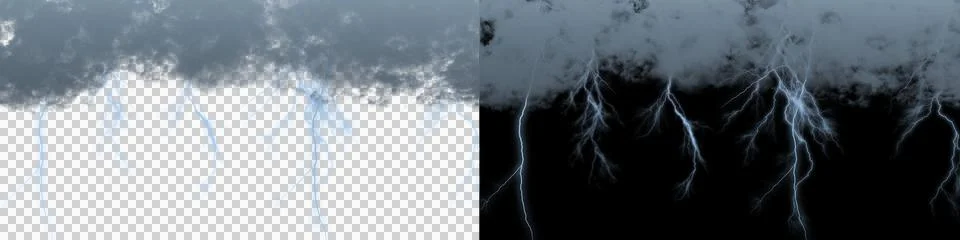 Isolated Storm Cloud with Lightning Bolt  Strike on Transparent PNG Background  Stock Illustration