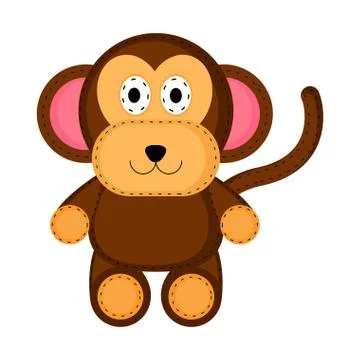 Isolated stuffed monkey toy icon Stock Illustration