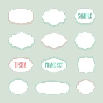 Isolated stylized frames vector logo set. Vintage borders logotypes collection. Stock Illustration