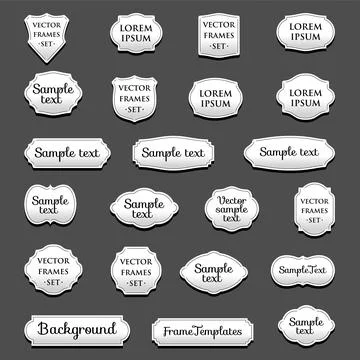 Isolated stylized frames vector logo set. Vintage borders logotypes collection. Stock Illustration