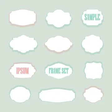 Isolated stylized frames vector logo set. Vintage borders logotypes collection. Stock Illustration