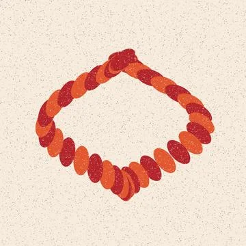 Isolated stylized red geometric ring with rounded segments illustration Stock Illustration
