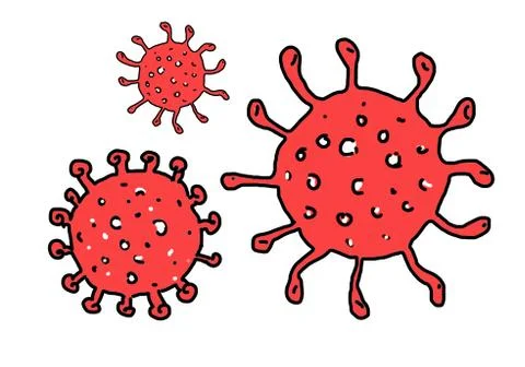 Isolated stylized red viruses and microbes for background Stock Illustration