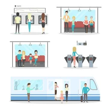 Isolated subway set. Stock Illustration