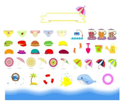 Isolated summer beach stuff on a white background Stock Illustration