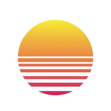 Isolated sunset gradient on white background. Vector illustration of sun in r Stock Illustration