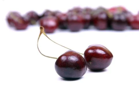 Isolated sweet red cherry Foto stock