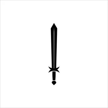 An isolated sword icon on a white background. Fantasy Warrior weapons desig.. 스톡 일러스트