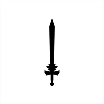 An isolated sword icon on a white background. Fantasy Warrior weapons desig.. Stock-Illustration