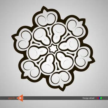 Isolated symmetrical pattern. Abstract round monochrome object. Vector illust Stock Illustration