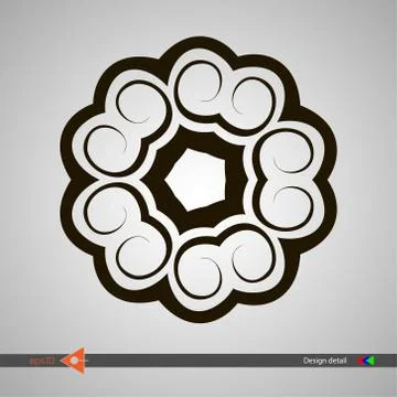 Isolated symmetrical pattern. Abstract round monochrome object. Vector illust Ilustração Stock