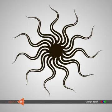 Isolated symmetrical pattern. Abstract round monochrome object. Vector illust Stock Illustration